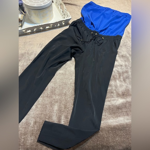 Express Blue & Black Strapless Jumpsuit, Size Small - Picture 1 of 5
